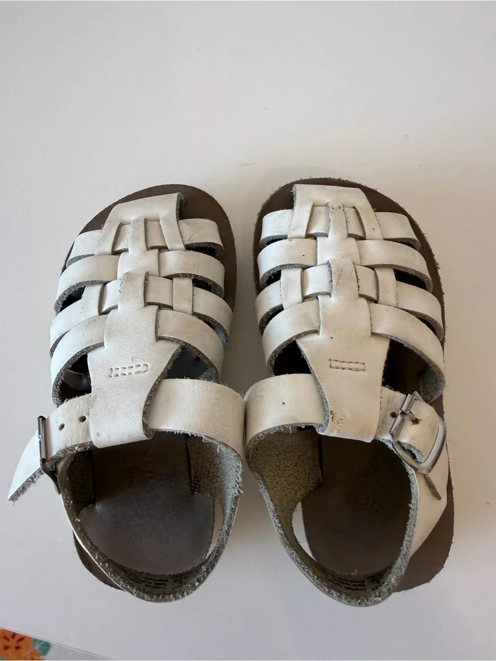 Sun San Kids White Leather Fisherman Sandals with Buckle Strap toddler 6